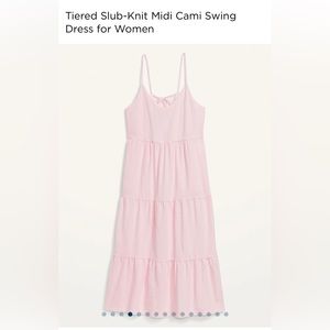 Tiered pink midi swing dress for women